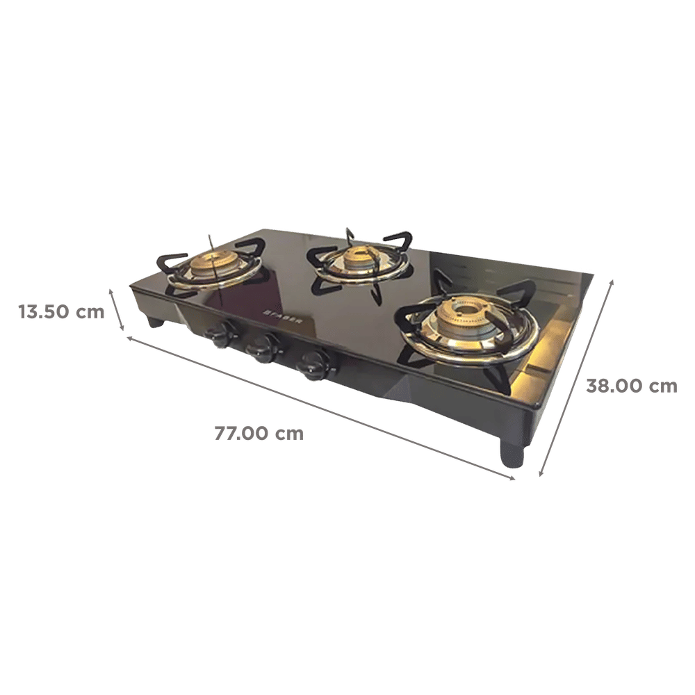 Buy Faber JUMBO 3BB BK AI Toughened Glass Top 3 Burner Automatic Gas